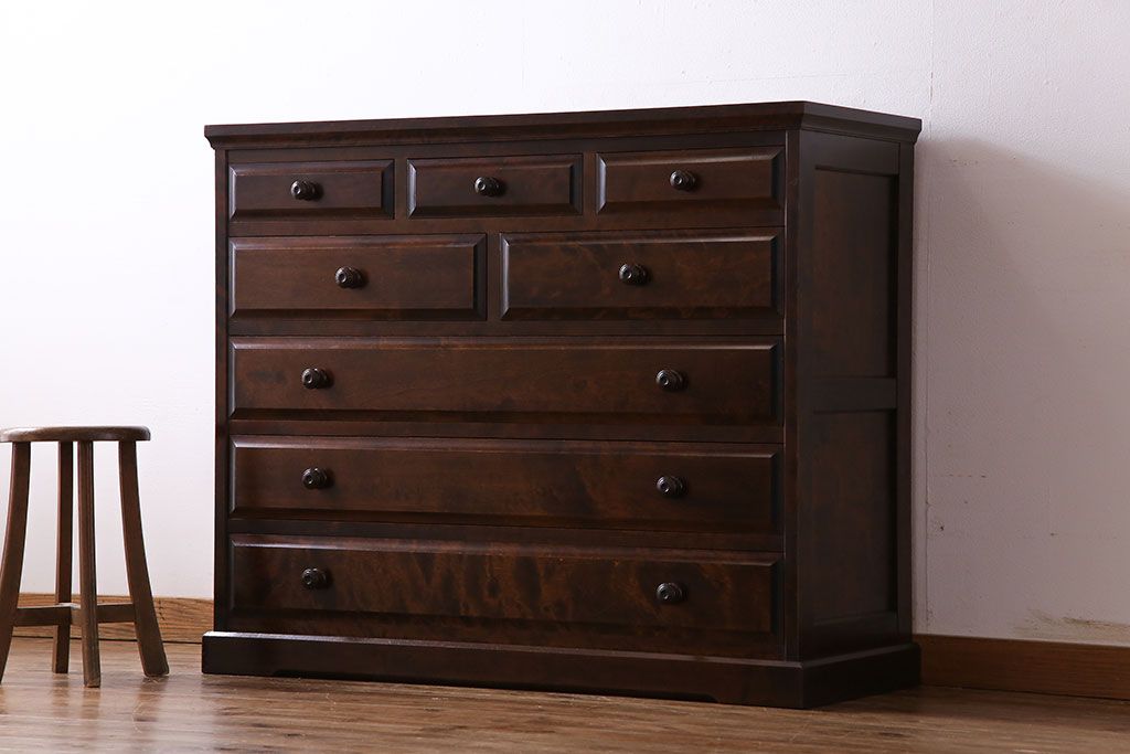 中古　北海道民芸家具　落ち着きある趣きのチェスト(引き出し、箪笥)