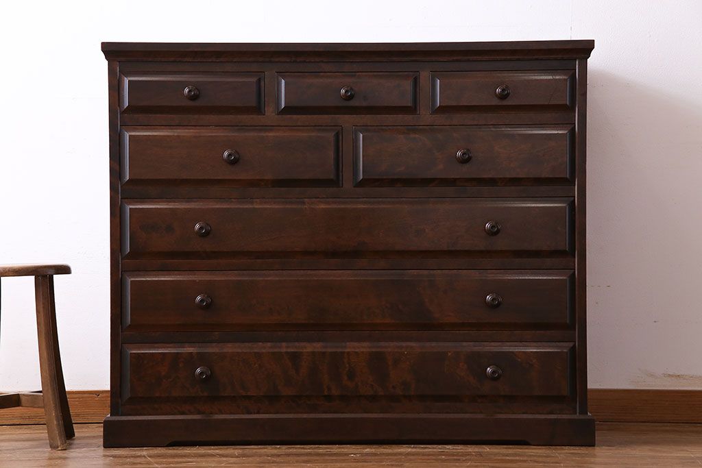 中古　北海道民芸家具　落ち着きある趣きのチェスト(引き出し、箪笥)