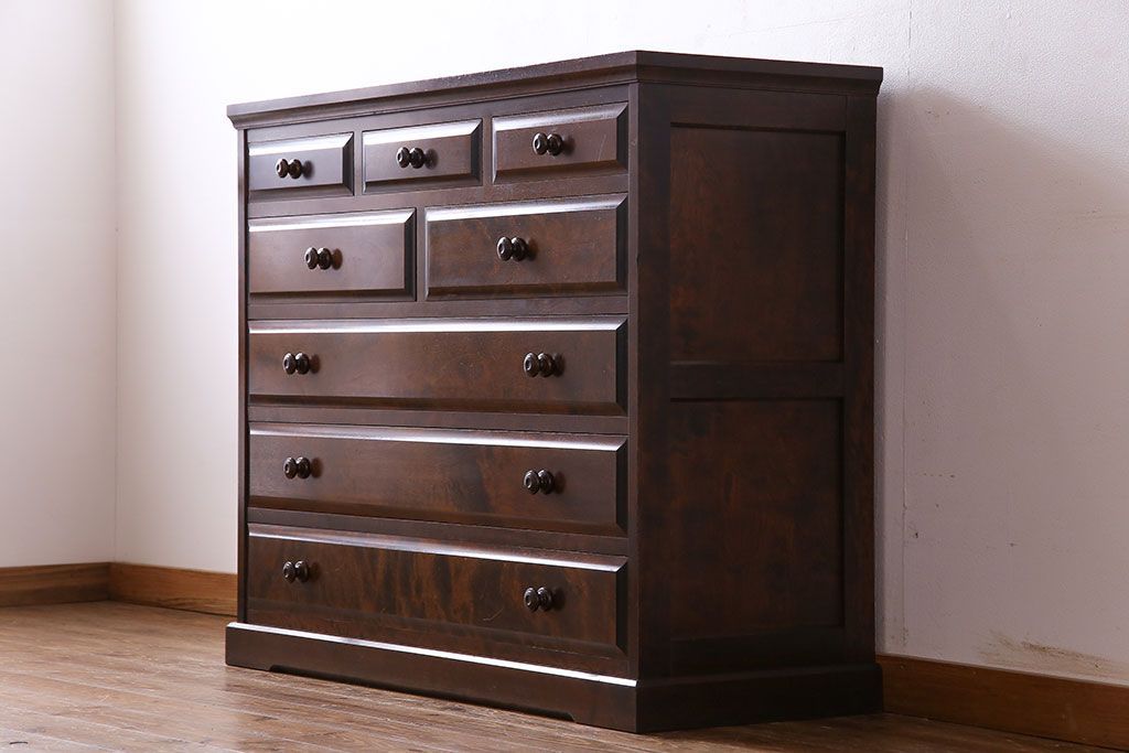 中古　北海道民芸家具　落ち着きある趣きのチェスト(引き出し、箪笥)