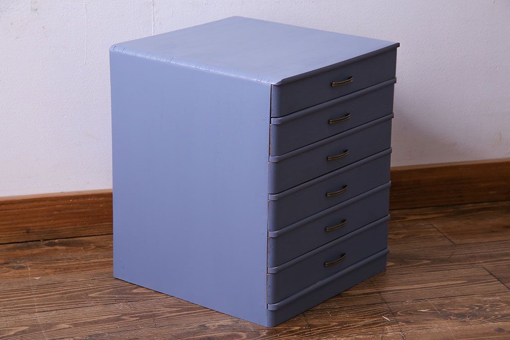 アンティーク家具　落ち着きあるラベンダーのペイントが魅力の小引き出し(小物収納、小物入れ)
