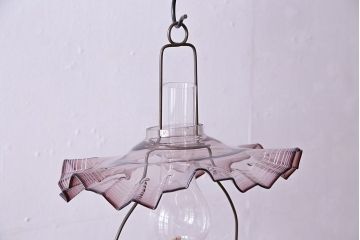 ビンテージ　シェードが可愛らしいオイルランプ(照明、吊りランプ)