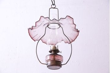 ビンテージ　シェードが可愛らしいオイルランプ(照明、吊りランプ)
