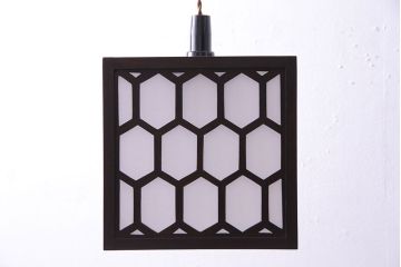 中古 松本民芸家具　シックな雰囲気の亀甲型ペンダントライト(天井照明)