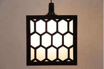 中古 松本民芸家具　シックな雰囲気の亀甲型ペンダントライト(天井照明)