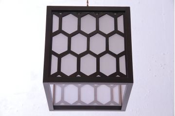 中古 松本民芸家具　シックな雰囲気の亀甲型ペンダントライト(天井照明)