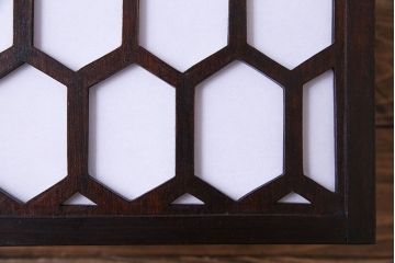 中古 松本民芸家具　シックな雰囲気の亀甲型ペンダントライト(天井照明)