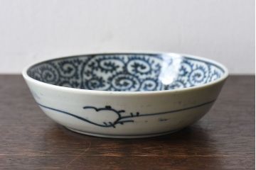 アンティーク雑貨　江戸期　古伊万里　染付蛸唐草　なます皿(和食器)(1)