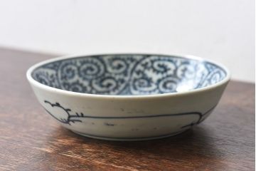 アンティーク雑貨　江戸期　古伊万里　染付蛸唐草　なます皿(和食器)(1)