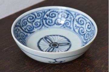 アンティーク雑貨　江戸期　古伊万里　染付蛸唐草　なます皿(和食器)(2)