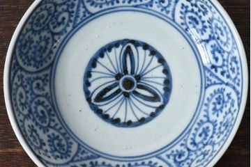 アンティーク雑貨　江戸期　古伊万里　染付蛸唐草　なます皿(和食器)2枚セット(1)