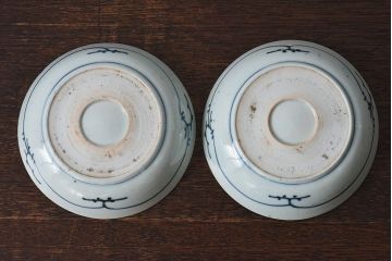 アンティーク雑貨　江戸期　古伊万里　染付蛸唐草　なます皿(和食器)2枚セット(1)