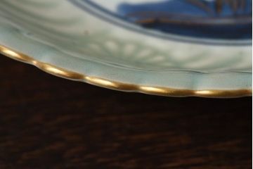 アンティーク雑貨　江戸期　古伊万里　青磁　染付　松竹梅文　七寸皿(和食器、中皿)