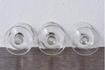 アンティーク雑貨　大正期　エナメル絵付け　リキュールグラス(酒器、ガラス盃)3個セット