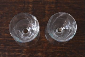 アンティーク雑貨　大正期　エナメル絵付け　リキュールグラス(酒器、ガラス盃)2個セット