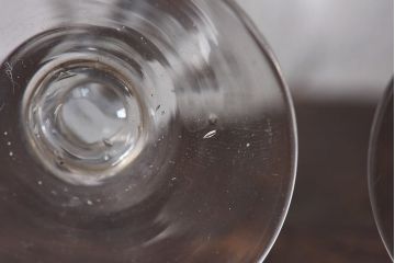 アンティーク雑貨　大正期　エナメル絵付け　リキュールグラス(酒器、ガラス盃)2個セット