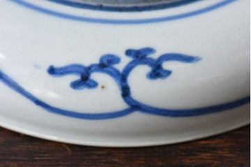 アンティーク雑貨　江戸期　古伊万里　赤絵染付小皿(和食器)2枚セット(1)