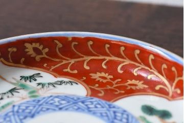 アンティーク雑貨　江戸期　古伊万里　赤絵染付小皿(和食器)2枚セット(2)