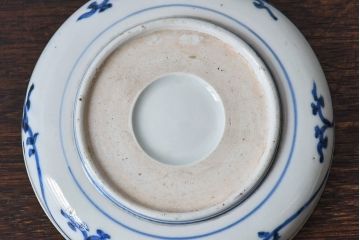 アンティーク雑貨　江戸期　古伊万里　赤絵染付小皿(和食器)2枚セット(2)