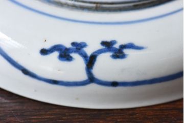 アンティーク雑貨　江戸期　古伊万里　赤絵染付小皿(和食器)2枚セット(2)