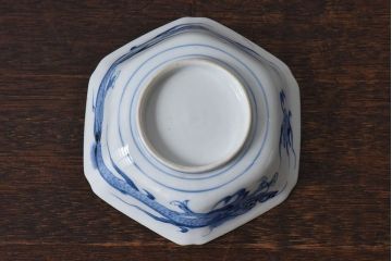 アンティーク雑貨　江戸期　古伊万里　色絵柘榴文　染付向付(和食器)2客セット(2)