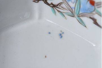 アンティーク雑貨　江戸期　古伊万里　色絵柘榴文　染付向付(和食器)3客セット