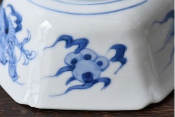 アンティーク雑貨　江戸期　古伊万里　色絵柘榴文　染付向付(和食器)3客セット