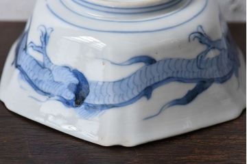 アンティーク雑貨　江戸期　古伊万里　色絵柘榴文　染付向付(和食器)3客セット