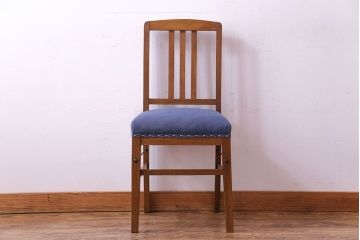 アンティーク家具　和製アンティーク　落ち着きのある色味のナラ材のチェア(椅子、ダイニングチェア)(1)