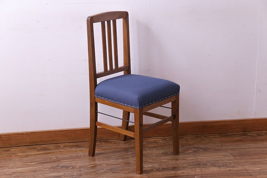 アンティーク家具　和製アンティーク　落ち着きのある色味のナラ材のチェア(椅子、ダイニングチェア)(1)