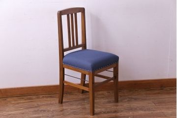 アンティーク家具　和製アンティーク　落ち着きのある色味のナラ材のチェア(椅子、ダイニングチェア)(1)