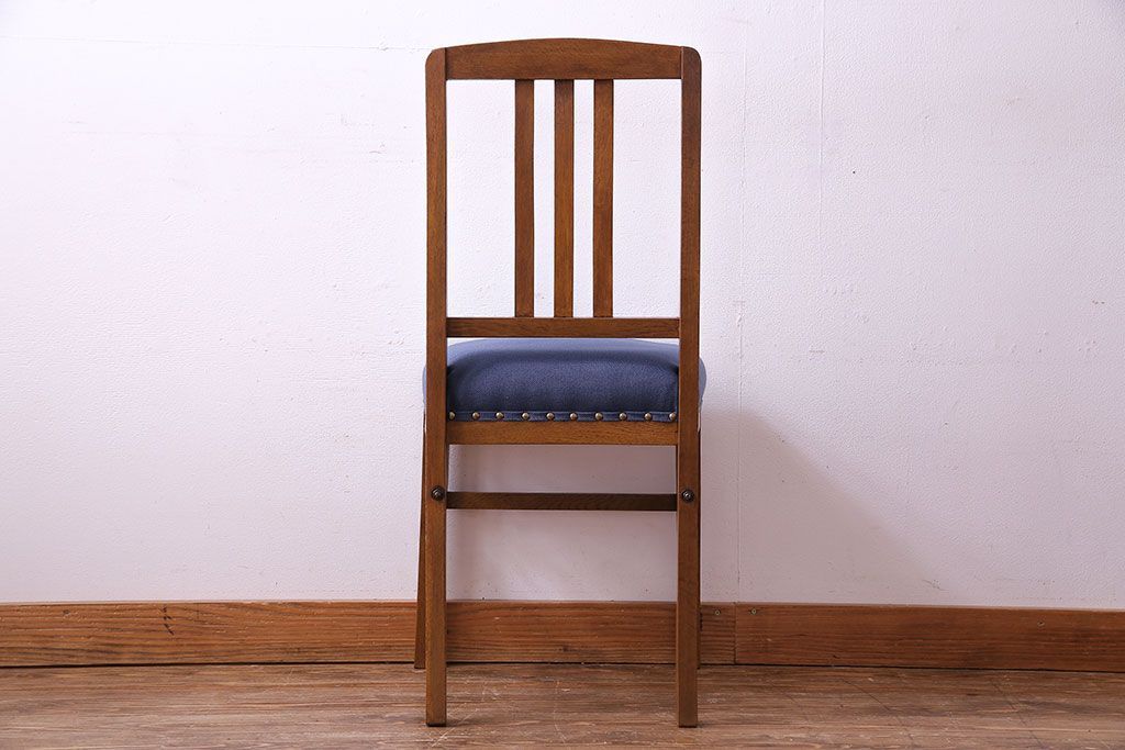 アンティーク家具　和製アンティーク　落ち着きのある色味のナラ材のチェア(椅子、ダイニングチェア)(1)