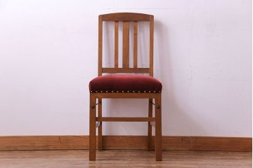 アンティーク家具　和製アンティーク　落ち着きのある色味のナラ材のチェア(椅子、ダイニングチェア)(2)