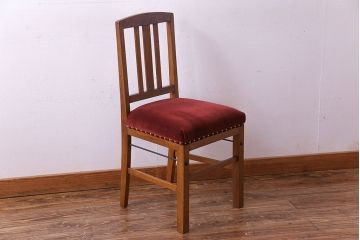 アンティーク家具　和製アンティーク　落ち着きのある色味のナラ材のチェア(椅子、ダイニングチェア)(2)