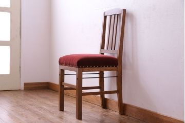 アンティーク家具　和製アンティーク　落ち着きのある色味のナラ材のチェア(椅子、ダイニングチェア)(2)