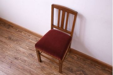 アンティーク家具　和製アンティーク　落ち着きのある色味のナラ材のチェア(椅子、ダイニングチェア)(2)