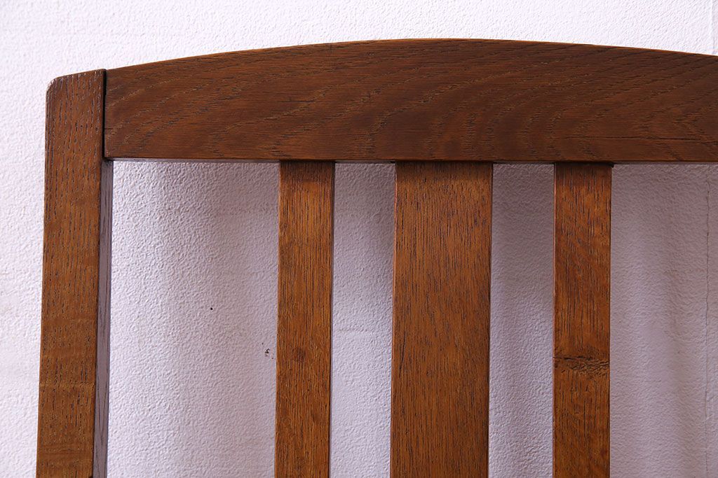 アンティーク家具　和製アンティーク　落ち着きのある色味のナラ材のチェア(椅子、ダイニングチェア)(2)