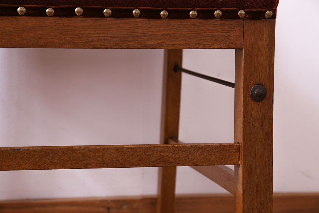 アンティーク家具　和製アンティーク　落ち着きのある色味のナラ材のチェア(椅子、ダイニングチェア)(2)