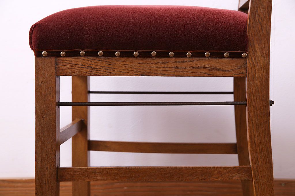 アンティーク家具　和製アンティーク　落ち着きのある色味のナラ材のチェア(椅子、ダイニングチェア)(2)