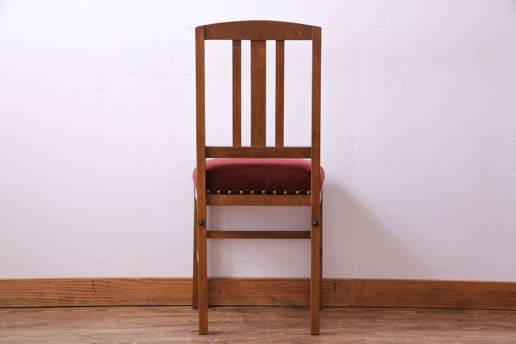 アンティーク家具　和製アンティーク　落ち着きのある色味のナラ材のチェア(椅子、ダイニングチェア)(2)