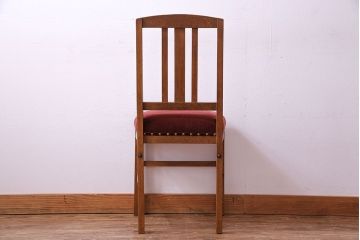 アンティーク家具　和製アンティーク　落ち着きのある色味のナラ材のチェア(椅子、ダイニングチェア)(2)