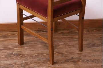 アンティーク家具　和製アンティーク　落ち着きのある色味のナラ材のチェア(椅子、ダイニングチェア)(2)