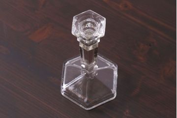 アンティーク雑貨　イギリスビンテージ　シンプルなデザインのガラス製キャンドルスタンド(ろうそく立て)(2)