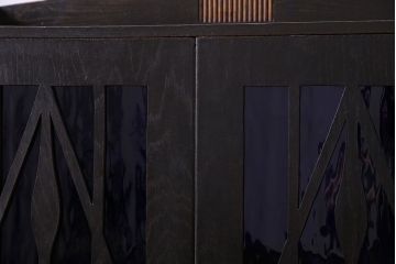 アンティーク家具　大正ロマン!存在感のある色ガラスブックケース(本箱、本棚、キャビネット)