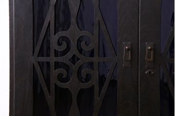 アンティーク家具　大正ロマン!存在感のある色ガラスブックケース(本箱、本棚、キャビネット)