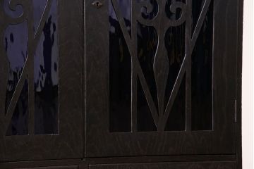 アンティーク家具　大正ロマン!存在感のある色ガラスブックケース(本箱、本棚、キャビネット)