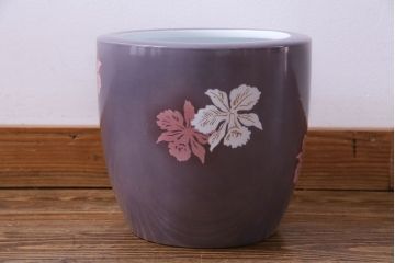 アンティーク雑貨　ノリタケ・則武(日陶)　減紫色　上品な花柄が魅力の火鉢(手あぶり、鉢カバー、傘立て)