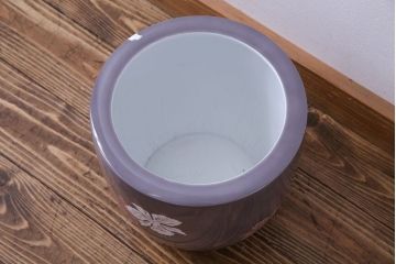 アンティーク雑貨　ノリタケ・則武(日陶)　減紫色　上品な花柄が魅力の火鉢(手あぶり、鉢カバー、傘立て)