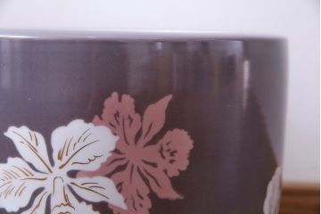 アンティーク雑貨　ノリタケ・則武(日陶)　減紫色　上品な花柄が魅力の火鉢(手あぶり、鉢カバー、傘立て)