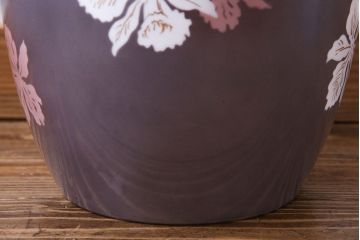 アンティーク雑貨　ノリタケ・則武(日陶)　減紫色　上品な花柄が魅力の火鉢(手あぶり、鉢カバー、傘立て)