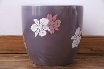 アンティーク雑貨　ノリタケ・則武(日陶)　減紫色　上品な花柄が魅力の火鉢(手あぶり、鉢カバー、傘立て)